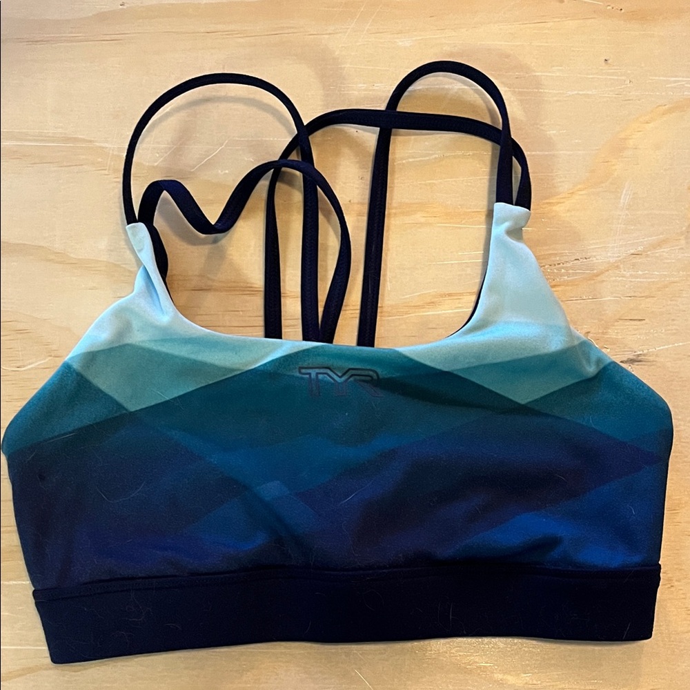 TYR Women's Cross Back Sports Bra - Teal and Black